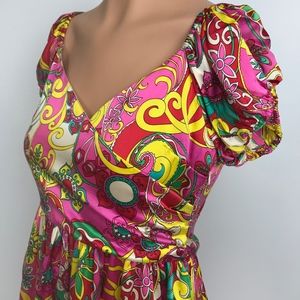 Betsey Johnson size 6 Pink Paisley Satin Dress